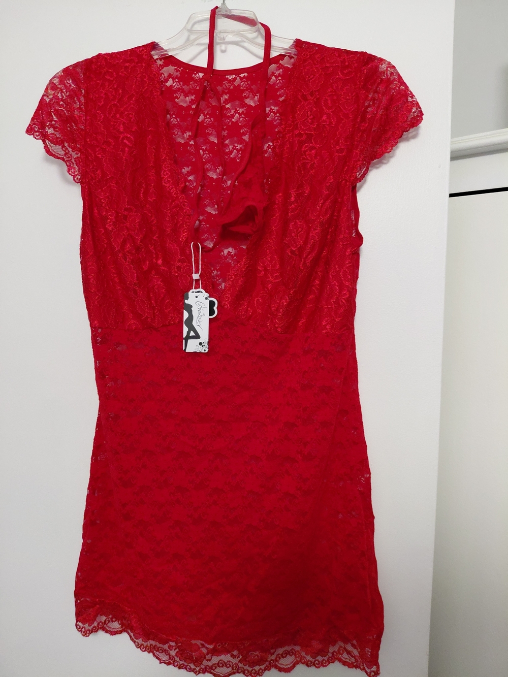 Love Red Lace Halter Mini Dress